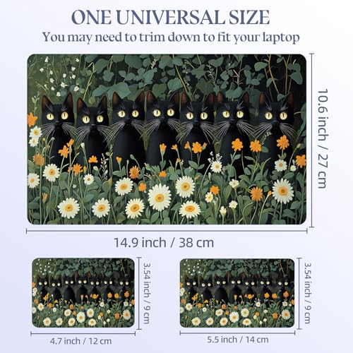 Universal Laptop Skin Sticker Decal,15.6 Inch Laptop Vinyl Cover for 13" 14" 15.6" Laptop,Scratch-Resistant Waterproof Protector Wrap,Reusable with Wrist Pads,Daisy Black Cats - color: Daisy Black Cats