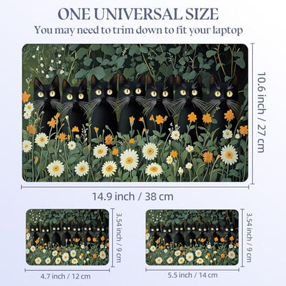 Universal Laptop Skin Sticker Decal,15.6 Inch Laptop Vinyl Cover for 13" 14" 15.6" Laptop,Scratch-Resistant Waterproof Protector Wrap,Reusable with Wrist Pads,Daisy Black Cats - color: Daisy Black Cats