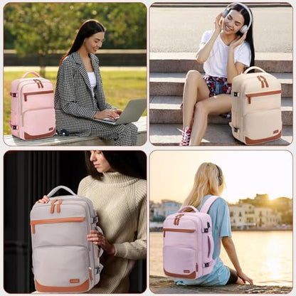 40L Travel Backpack, Flight Approved Carry On Laptop Backpack | Water-resistant, Personal Item Travel Bag, Fits 15.6/17.3 inch Laptop, Hiking, Camping, Business, Commute, Men & Women - color: Grey, size: Large
