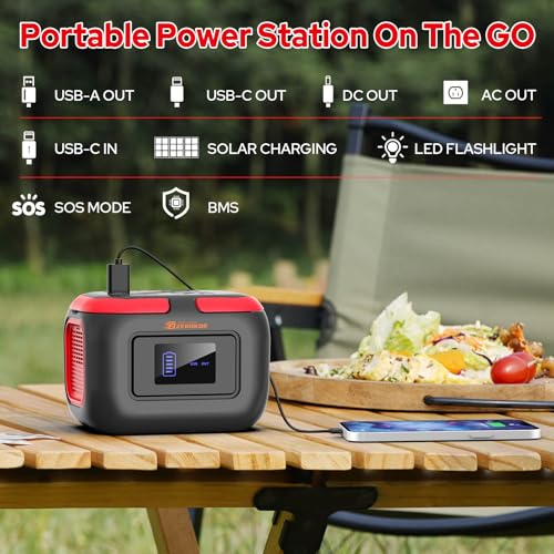 Portable Solar Power Station with Solar Panel, 120W Solar Power Bank Generator with USB C, Portable Power Bank with AC Outlet 110V for Laptop Smart Devices Home RV Outdoor Camping with 30W Panel