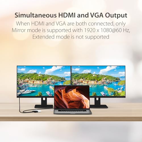 j5create USB-C to HDMI/VGA Adapter - Support 4K60Hz HDMI or 1080p VGA, Mirror and Extended Mode - Compatible with iPad Pro, MacBook, Surface Laptop and Thunderbolt 3/4 (JCA174)