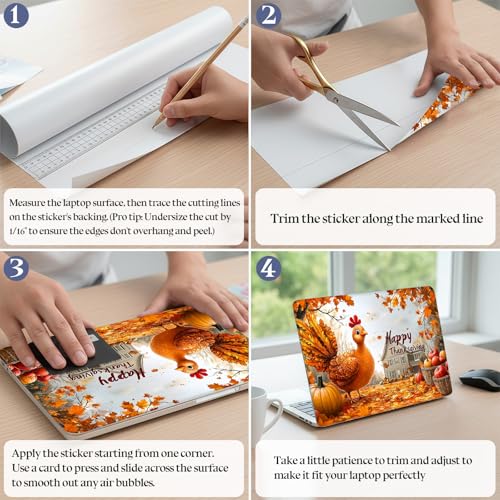 Universal Laptop Skin Sticker Decal,15.6 Inch Laptop Vinyl Cover for 13" 14" 15.6" Laptop,Scratch-Resistant Waterproof Protector Wrap,Reusable with Wrist Pads,Thanksgiving Harvest - color: Thanksgiving Harvest