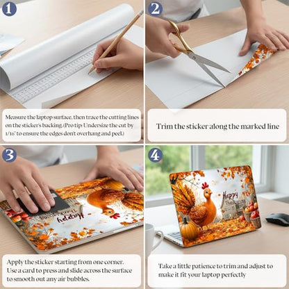 Universal Laptop Skin Sticker Decal,15.6 Inch Laptop Vinyl Cover for 13" 14" 15.6" Laptop,Scratch-Resistant Waterproof Protector Wrap,Reusable with Wrist Pads,Thanksgiving Harvest - color: Thanksgiving Harvest
