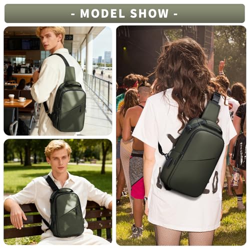 Messenger bag for Men,Small Sling Crossbody Backpack Shoulder Bag for Men Women,canvas Strap Backpack Sling Bag - color: B3-green