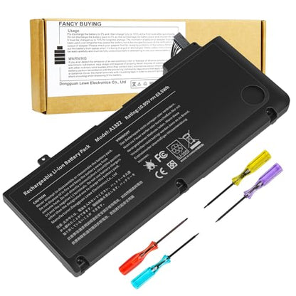 A1278 A1322 Battery Compatible with MacBook Pro 13" Unibody (Mid 2009 to Mid 2012) MacBook Pro 13" A1278 [Mid 2012 2010 2009 Early 2011 Late 2011] 661-5229 661-5557 020-6547-A 020-6765-A 10.95V/63.5WH - size: 8.33*3.42*0.55inch A1322