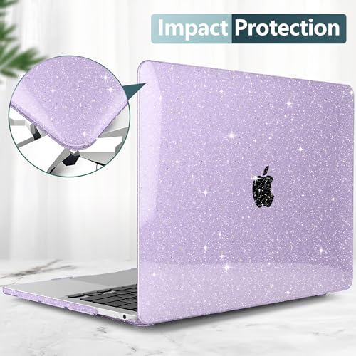 for MacBook Pro 13 inch Case 2023 2022 2021 2020 Release Model A2338 M2/M1 A2289 A2251 with Touch Bar & Touch ID, Glitter Bling Plastic Hard Shell Case & Keyboard Cover, Star Purple - color: Star Purple