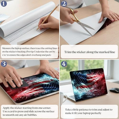 Universal Laptop Skin Sticker Decal,15.6 Inch Laptop Vinyl Cover for 13" 14" 15.6" Laptop,Scratch-Resistant Waterproof Protector Wrap,Reusable with Wrist Pads,Splash American Flag - color: Splash American Flag