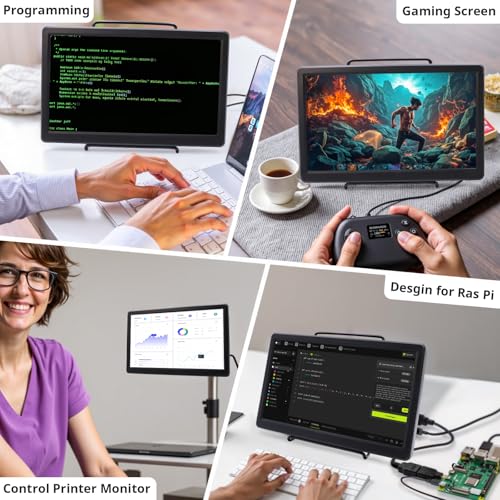 ELECROW 10.1 Inch Portable Monitor - IPS Capacitive Touchscreen Monitor with HD VGA Port，1920x1080P LCD Display Built-in Dual Speakers Touch Sceen for Raspberry Pi 5/4/3, PS Xbox, Windows 11/10/8/7