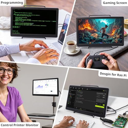 ELECROW 10.1 Inch Portable Monitor - IPS Capacitive Touchscreen Monitor with HD VGA Port，1920x1080P LCD Display Built-in Dual Speakers Touch Sceen for Raspberry Pi 5/4/3, PS Xbox, Windows 11/10/8/7