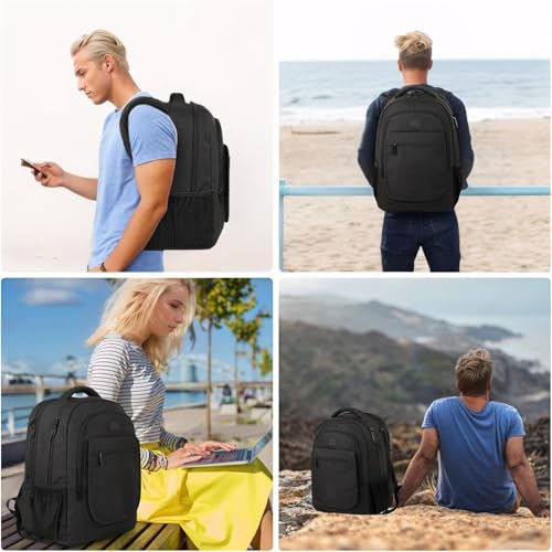 MATEIN College Large Travel Backpack, TSA Expandable Laptop Backpack | 43L College Computer Bag, Fit 17.3 Inch Laptop, Water Resistant Design, Lightweight Carry on, Sturdy, Spacious, Black - color: Deep Black, size: 17 inch