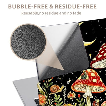 Universal Laptop Skin Sticker for 12/13/14/15.6 Inch Laptops, Reusable Vinyl Laptop Decal Cover, Waterproof Scratch Resistant Notebook Skin with 2 Wrist Pads,Moonlit Mushrooms - color: Moonlit Mushrooms