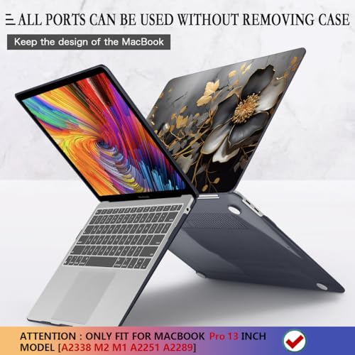 CISSOOK Compatible with MacBook Pro 13 inch M2 M1 Case 2025-2020 | A2338 A2251 A2289 Model with Touch Bar, Plastic Flower Hard Shell &Keyboard Cover&Screen Protector, Abstract Oil Painting - color: Pro13inch-Abstract oil painting