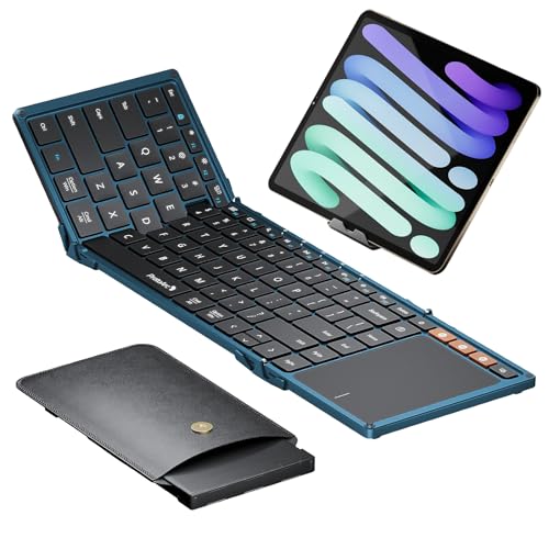 ProtoArc Foldable Keyboard with Touchpad, XK01 TP Folding Portable Keyboard, Full Size Keys, Large Trackpad Bluetooth Travel Keyboards for Laptop PC Tablet - Blue - color: Blue