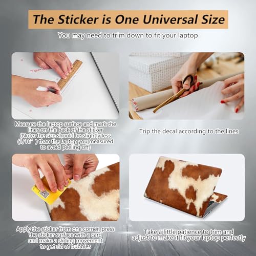 12.1”-15.6” Laptop Skin Sticker (Fits 13”, 13.3”, 14”, 15”, 15.4”) | Reusable Universal Protective Vinyl Art Decal Cover | Waterproof & Scratch-Resistant |Cow Hide Animal Print Brown - color: Cow Hide Animal Print Brown