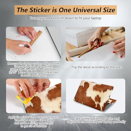 12.1”-15.6” Laptop Skin Sticker (Fits 13”, 13.3”, 14”, 15”, 15.4”) | Reusable Universal Protective Vinyl Art Decal Cover | Waterproof & Scratch-Resistant |Cow Hide Animal Print Brown - color: Cow Hide Animal Print Brown