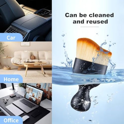 Car Interior and Exterior Soft bristles Detail dust Brush Interior dusting Brush Dashboard Cleaning Brush Home Office Computer Keyboard dusting Tools+ Double-Sided Suede Cleaning Towel - color: 2 Piece Brush + Towel