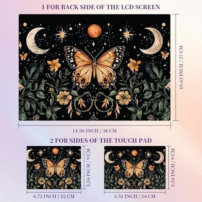 Laptop Skin Sticker Laptop Cover for 12" 13" 13.3" 14" Laptop Stickers,Reusable Skin Sticker Cover Personalized Art Waterproof & Scratch-Resistant Protector Case,Stars Moons and Butterfly - color: Stars Moons And Butterfly