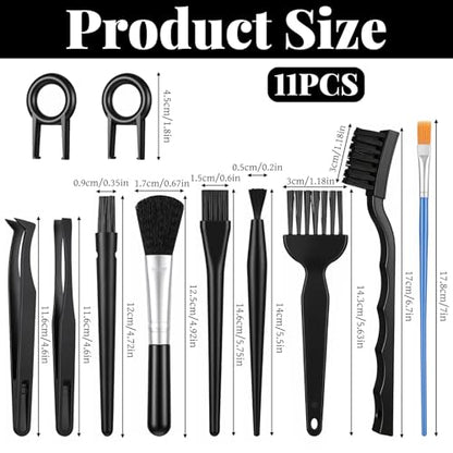 11 Pcs Mini Keyboard Cleaning Brushes Kit, Mini Anti Static Brush with Keycap Puller Tweezers, Dust Cleaning Brushes for Electronic Devices Computer Motherboard Fans Camera Small Space