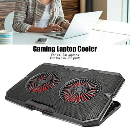 RGB Laptop Cooling Pad with Dual Silent Fans, 2 USB Ports, 7 - Adjustable Height for 14-17 Inch Gaming Laptops
