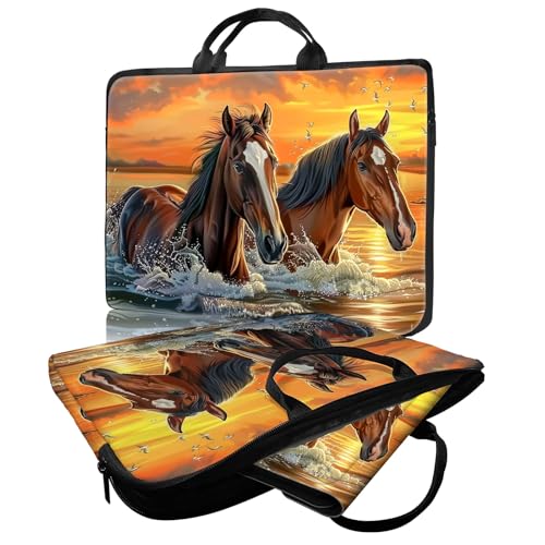 Laptop Bag,14 15 15.6 inch Laptop Case Sleeve,Computer Sleeve with Handle for Women Men,Carrying Case for MacBook,Dell,Lenovo,Notebook Computer,Brown Horse Couple - color: Brown Horse Couple