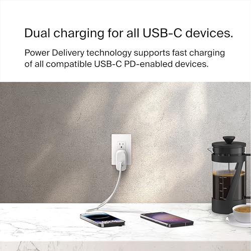 Belkin 60W Dual USB C Charger Block, 2 Pack, PPS Fast Charging | Samsung Galaxy S25, iPhone 17, Air, Pro, Pro Max, iPad, MacBook Air, AirPods, Google Pixel 10 - style: 60W White 2-pack