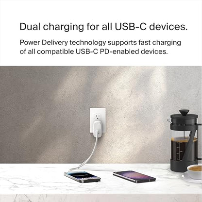 Belkin 60W Dual USB C Charger Block, 2 Pack, PPS Fast Charging | Samsung Galaxy S25, iPhone 17, Air, Pro, Pro Max, iPad, MacBook Air, AirPods, Google Pixel 10 - style: 60W White 2-pack