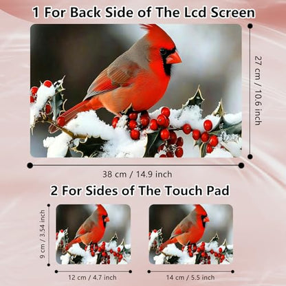 Laptop Skin Sticker Decal 12" 13" 13.3" 14" 15" 15.6",Waterproof Scratch Resistant Vinyl,Reusable Easy to Apply,for MacBook HP Dell Notebooks Netbooks Laptop,2 Wrist Pads,Cardinal Bird Snow - color: Cardinal Bird Snow