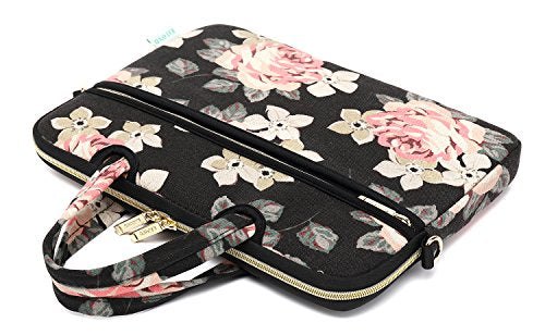 kayond Black Rose Patten water-resistant Laptop Shoulder Messenger Bag Case Sleeve for 14 Inch 14.1 Inch Laptop - color: Black Rose, size: 14-14.1 inch