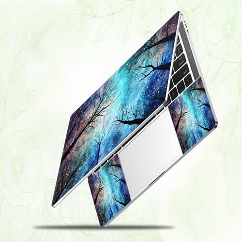 Laptop Skin Sticker Decal, Universal Reusable Vinyl Laptop Cover for 12" 13" 13.3" 14" 15" 15.4" 15.6" Notebook PC, Reusable Waterproof Scratch-Resistant with 2 Wrist Pads,Galaxy Art Forest - color: Galaxy Art Forest