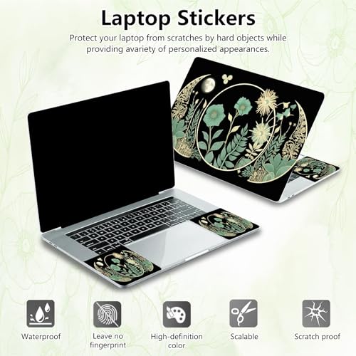 Laptop Skin Sticker Decal, Universal Reusable Vinyl Laptop Cover for 12" 13" 13.3" 14" 15" 15.4" 15.6" Notebook PC, Reusable Waterproof Scratch-Resistant with 2 Wrist Pads,Art Black Wildflower - color: Art Black Wildflower