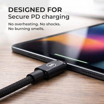 McClinton & Co. USB C to USB C Cable 6ft | 100W PD Fast Charging for Samsung Galaxy S25/S24/S23/S22, iPhone 16/15 Pro Max, Google Pixel, Motorola, OnePlus | Durable Braided, Snug Fit USB-C Cord