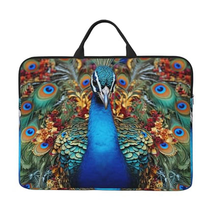 14 Inch Laptop Sleeve Case Waterproof Lightweight Laptop Case Bag Elegant Peacock Travel Laptop Bags With Handle Briefcase Messenger Bag For Women Men