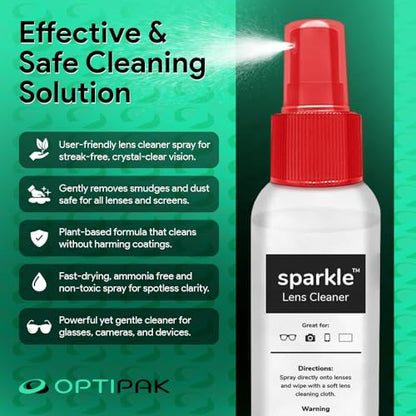 Sparkle Anti-Reflective Lens Cleaner Spray kit | (2) 1oz Glasses Cleaner Spray + (2) Microfiber Cloth for Eyeglasses, Sunglasses, Lenses, Screens and Camera Cleaning Kit (4 Piece Set) - size: 1 Fl Oz (Pack of 2), style: Red | 2x1oz Lens Spray + 2 Microfib