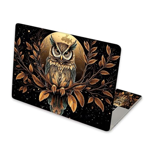 Universal Laptop Skin Sticker for 12/13/14/15.6 Inch Laptops, Reusable Vinyl Laptop Decal Cover, Waterproof Scratch Resistant Notebook Skin with 2 Wrist Pads,Nighttime Owl - color: Nighttime Owl