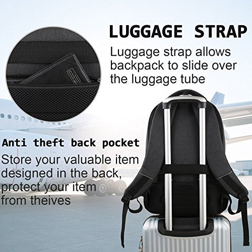 17 Inch Laptop Backpack, Business Anti Theft Slim College Backpack | Water Resistant Durable Computer Bag Gift for Women & Men Fits 15.6 Inch Laptop and Notebook - Black - color: Black, size: 17 Inch, style: Laptop Backpack, Business Anti Theft Slim Durab