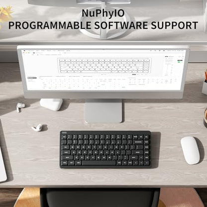 NuPhy Node75 Wireless Mechanical Keyboard, 75% Hot Swappable Custom Low Profile Keyboard, 84 Keys Computer Gaming Keyboards, Supports Touch Gestures, PBT Keycaps, RGB Backlit, Bluetooth/2.4GHz/USB-C - color: Gray, size: Low-Profile Red Nano Switch