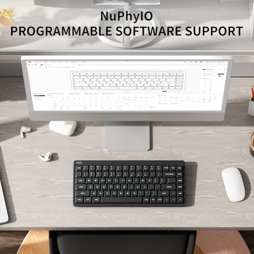 NuPhy Node75 Wireless Mechanical Keyboard, 75% Hot Swappable Custom Low Profile Keyboard, 84 Keys Computer Gaming Keyboards, Supports Touch Gestures, PBT Keycaps, RGB Backlit, Bluetooth/2.4GHz/USB-C - color: Gray, size: Low-Profile Brown Nano Switch