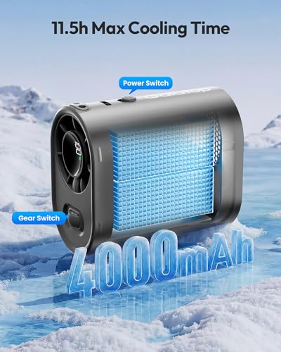 Gaiatop Portable Clip on Fan, Rechargeable Battery 100 Speed 15000RPM Powerful 31ft/s Airflow, Hands-Free Neck/Belt/Waist Personal Mini Cooling Fan for Camping, Outdoor, Jobsite, Travel, Gifts, Black