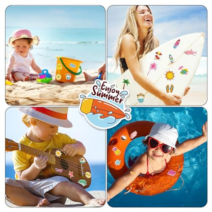 XZENTIRA 100 PCS Summer Stickers for Kids, Waterproof Beach Stickers for Water Bottles, Happy Hawaiian Vacation Vinyl Stickers for Laptop, Skateboard, Phone, Kids, Teens & Girls - style: Summer