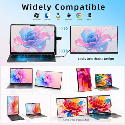 15.6 Inch Laptop Screen Extender Detachable Monitor Extender Dual Screen | Portable IPS 1080P FHD 85%NTSC Travel Monitor USB-C HDMI Port Compatible with Wins Mac Chrome Dex Fits 13-17" Laptops - size: 15.6" Monitor-A