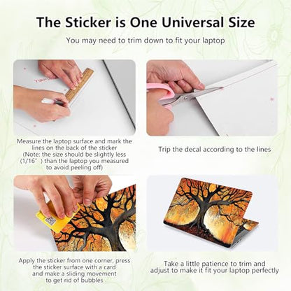 Laptop Skin Sticker Decal, Universal Reusable Vinyl Laptop Cover for 12" 13" 13.3" 14" 15" 15.4" 15.6" Notebook PC, Waterproof Scratch-Resistant with 2 Wrist Pads, Easy to Apply & Remove,Art Trees - color: Art Trees