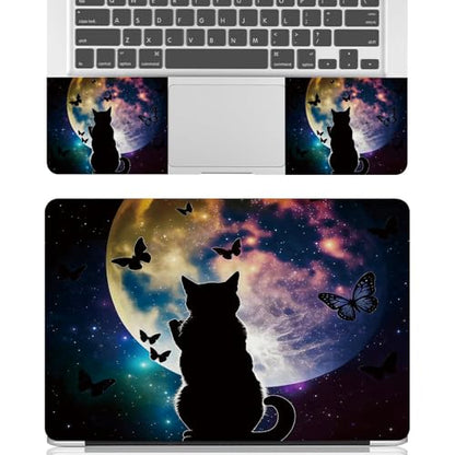 Universal Laptop Skin Sticker Decal for 11.6”12" 13" 13.3" 14" 15" 15.4" 15.6" Reusable Waterproof Scratch-Scratch Resistant Protective Vinyl Laptop Notebook Skin Stickers,Cute Cat and Butterfly Moon - color: Cute Cat and Butterfly Moon