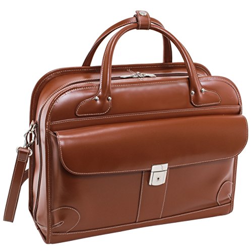 McKlein LAKEWOOD, 15" Leather Detachable -Wheeled Ladies' Laptop/Computer & Tablet Business Briefcase Bag/Women's Rolling Overnight Travel Bag, Removable trolley case - color: Brown, style: Lakewood