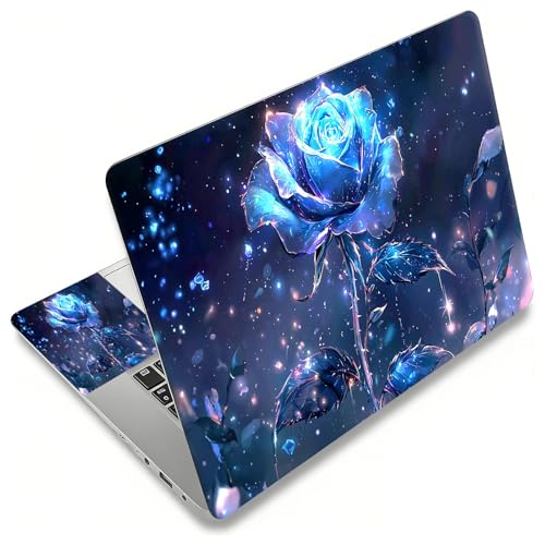 Laptop Skin Sticker Decal, Universal Reusable Vinyl Laptop Cover for 12" 13" 13.3" 14" 15" 15.4" 15.6" Notebook PC, Waterproof Scratch-Resistant with 2 Wrist Pads, Easy to Apply & Remove,Blue Rose - color: Blue Rose