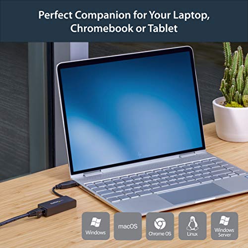 StarTech USB 3.0 to Gigabit Ethernet Adapter, USB to RJ45, TAA (USB31000S) | USB 3.0 to 10/100/1000 Gigabit Ethernet LAN Adapter - color: Black, size: 1Gbps, style: USB-A
