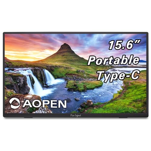 Acer AOPEN 16PM1Q 15.6in Full HD IPS Portable Monitor USB-C HDMI | 60Hz refresh rate, 6ms response time, ultra-slim design, built-in stand, lightweight and portable construction