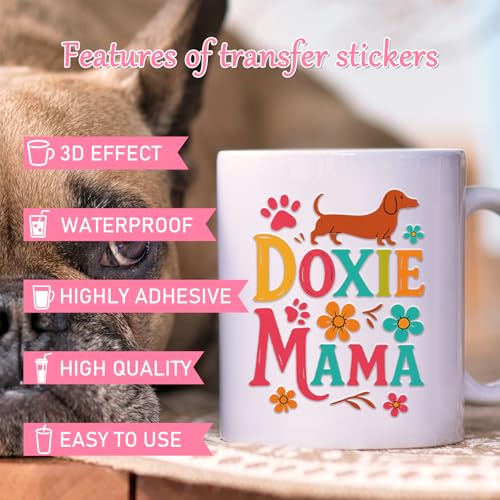 Rngmsi UV DTF Cup Stickers - 20 Pcs Dog Mom UV DTF Cup Wraps for 16 oz Cute Puppy Animal Waterproof UVDTF Transfer Decals for Glasses Cups Mug DIY Crafts - style: Dog Mom