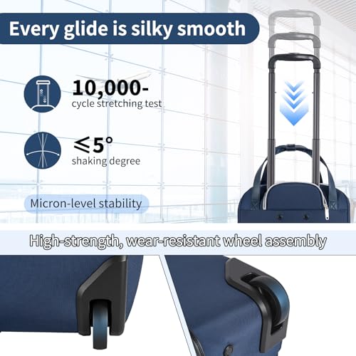 Underseat Carry On Luggage with Wheels, 17 inch Lightweight Overnight Soft Sided Personal Luggage Bag Carry-On Suitcase for Short Trip Travel Business, Blue - color: Blue