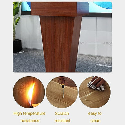 Portable Lectern Podium Stand with Spacious Drawer, Simple Design Density Board Laptop Desk, Open Storage for Office & Events - Adjustable Height, Durable & Lightweight - color: Red