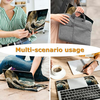 Universal Laptop Skin Sticker with 2 Wrist Pad Decals, 3-Piece Removable Vinyl Laptop Cover, Deep Tea Color Waterproof Anti-Scratch, Easy-Trim Fit for 13.3" 14" 15.6" Laptops - color: Deep Tea Color